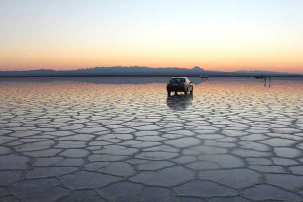 Car In Khur Salt Lake In Isfahan